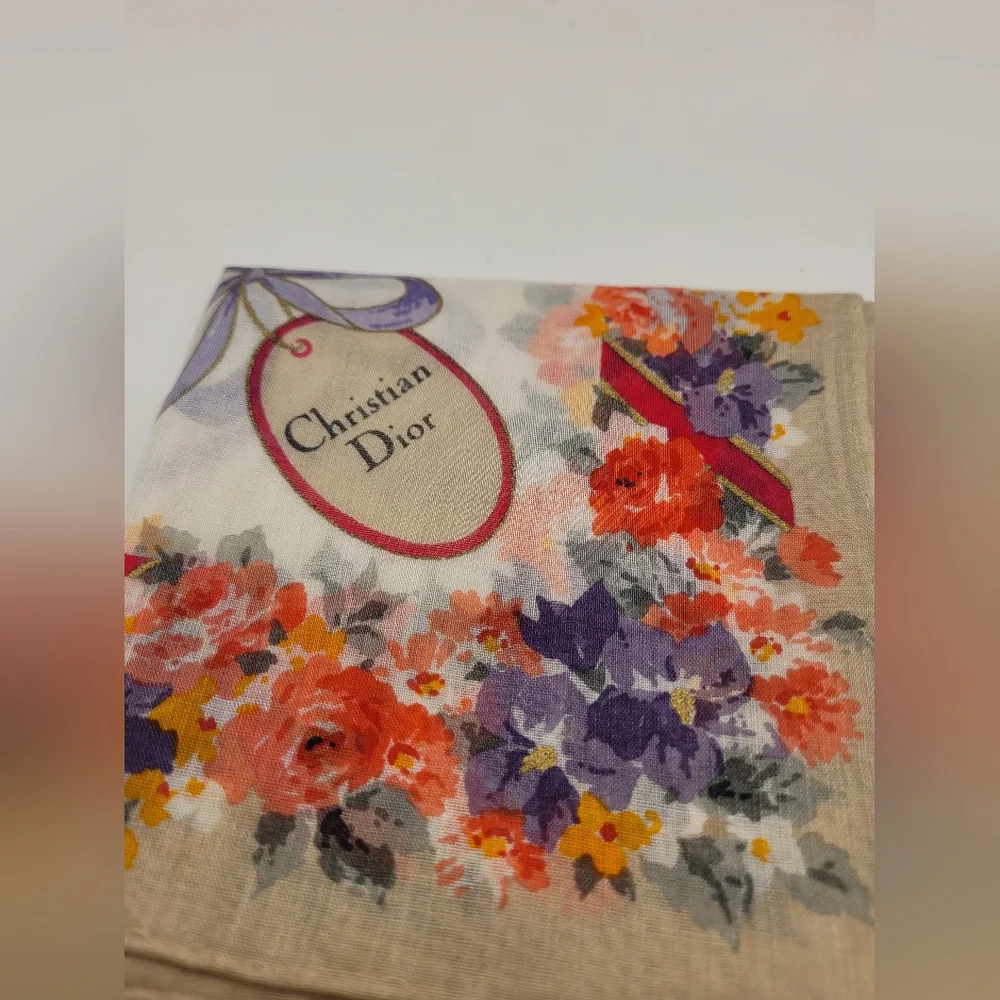 Christian Dior Flowers Bandana Handkerchief Neckerchief